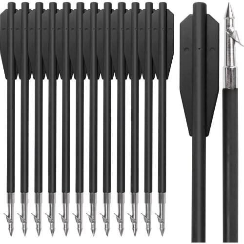 173mm 6/12PCS Barbed Fishing Bolts Plastic Shaft Fishing Xbow Bolt for Pistol Crossbow 50 to 130 Pounds Black/Yellow/Red