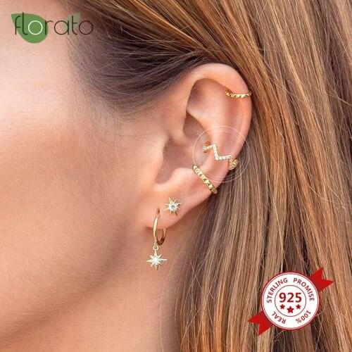 1PC Stackable Twisted White Zircon Ear Clip 925 Sterling Silver Thin Ear Bone Hypoallergenic Women And Children Jewelry Earrings