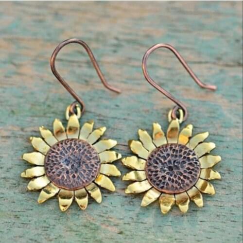 Retro sun flower earrings beautiful chrysanthemum daisy earrings ladies earring holiday souvenir gift