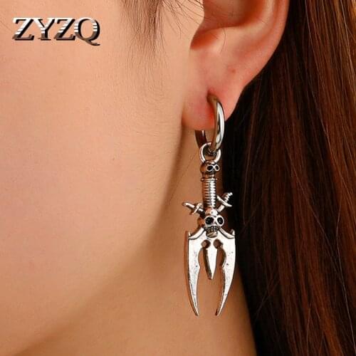 ZYZQ Retro Gothic Skull Earrings For Men And Women Creative Punk Couple Earrings Fashion Halloween Gift Jewelry 2021