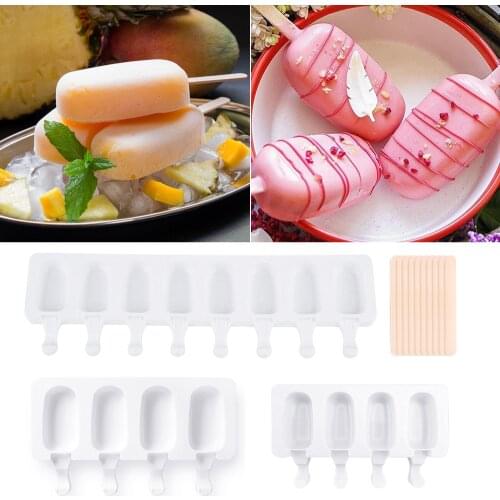 Silicone Ice Cream Mold DIY Homemade Popsicle Molds Freezer Juice 4-8 Cell Big Size Ice Cube Tray Popsicle Barrel Maker Mould
