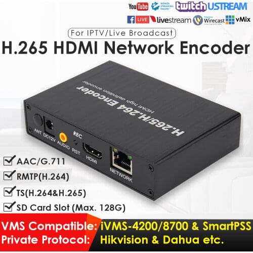 H.265/H.264 1080P HD HDMI Video Encoder W/SD Card Slot for IPTV/Video Recording/Live Broadcast to YouTube Facebook Vimeo etc