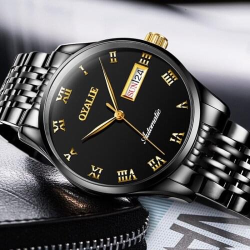 Waterproof fashion trend of double calendar for mens thickness style automatic mechanical watches