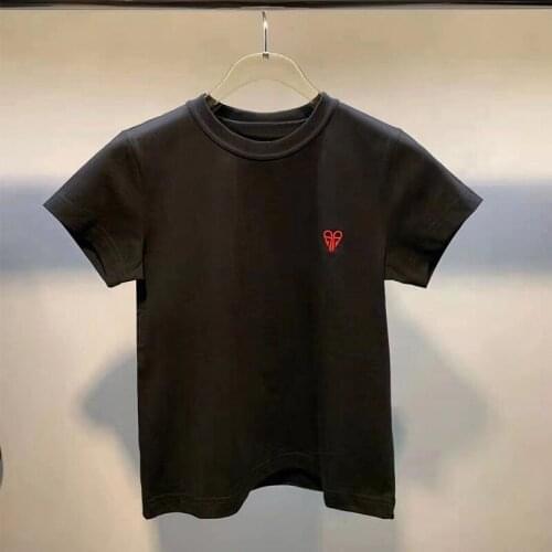 Wang 2021 Summer T-Shirt Women Cotton Top O-Neck Embroidery Heart Tee Slim Short High Quality Soft Casual Street Wear Luxury