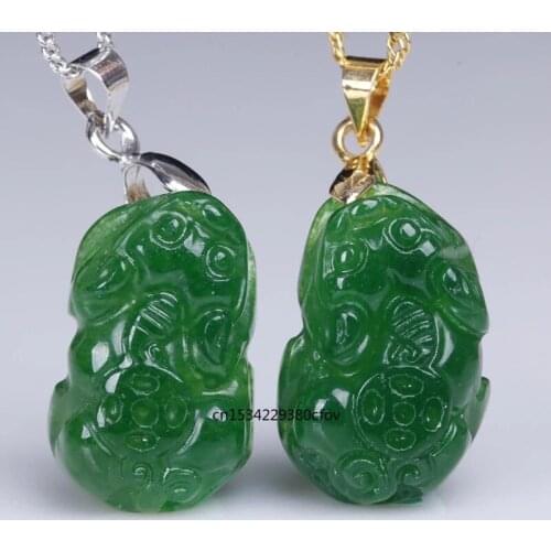 1pc Natural A Green Jade Carving Pixiu DIY Pendants Bangle Charm Jewellery Accessories Amulet Gifts Women Men Sweater Chain