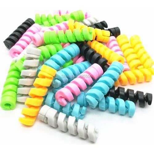 100Pcs Spiral Cable Protector for i phone Charger Cable Data Line Usb Cable Protector Silicone Bobbin winder Protective Cover