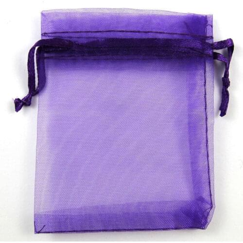 100Pcs Dark Purple Organza Bags Wedding Party Decoration Drawable Packaging Jewelry Candy Packaging Organza Bags & Pouches