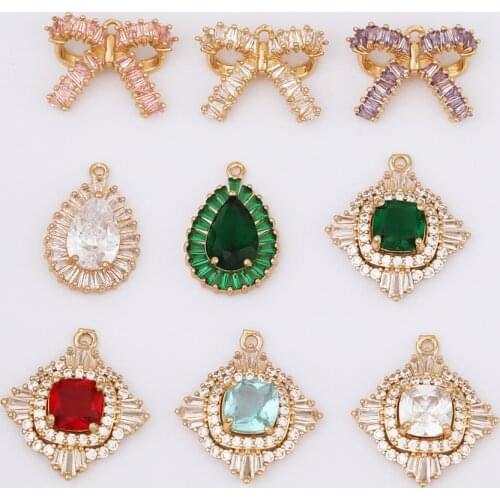 WHSOK 20Pcs Jewelry Accessories/CZ Charms/DIY Making/Bowknot Shapes/Hand Made/Crystal Pendants/Jewelry Findings & Components