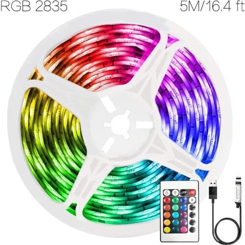 16.4ft (5M) TV Sceen Desk DIY Decoration Iuces USB Infrared Control 5V RGB 2835 Flexible Lamp Tape Diode For Room Party Festival