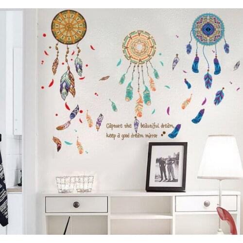 321109/Warm bedroom romantic feather wall stickers living room window glass background wall decorations stickers