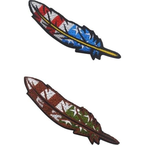 3D Feather Embroidery Patch Red Brown Jeans T-Shirt DIY Craft Double-Sided Paste Applique Clothes Decoration Gift Noodles