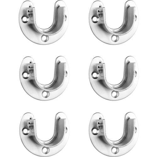 6pcs Stainless Steel Support Wall Mounted U Shaped Pipe Bracket Fixing Rod Flange Shower Curtain Hardware Easy Installation