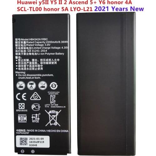2021 New Original Battery HB4342A1RBC for Huawei Y5II Y5 II 2 Ascend 5+ Y6 Honor 4A SCL-TL00 Honor 5A LYO-L21 2200mAh
