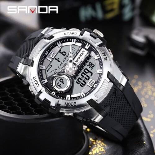 SANDA Top Fashion Military Sport Watch Mens G Style Digital Watch Men Quartz Wristwatches Waterproof Clock Relogio Masculino