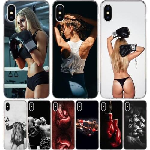 Fight Boxing aesthetic Girl Case For iPhone 11 12 Mini Pro 7 6 X 8 6S Plus XS MAX + XR 5S SE 10 Ten Art TPU Cover Phone Coque Ca