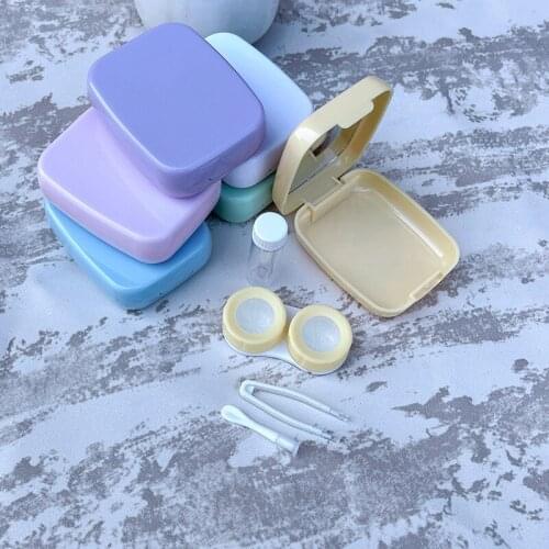 Mini Contact Lens Case Pocket Portable Easy Carry Make Up Beauty Pupil Storage Contact Lenses Box Mirror Container Travel Kit
