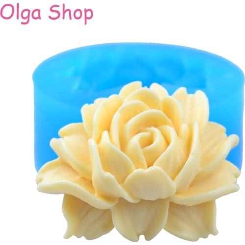 HYL047 41.9mm Rose Flower Silicone Mold - Cupcake Topper Wedding Cakes Cake Decoration Resin Polymer Clay Necklace Brooch Molds