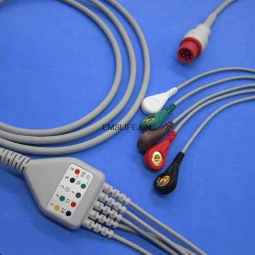 ECG cable with 5 leads snap for bionet BM3 patient monitor