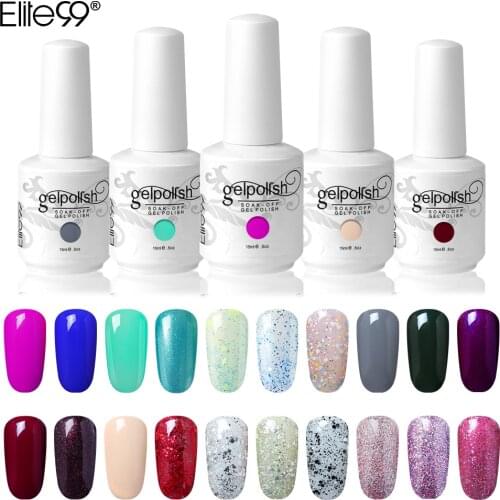 Elite99 15ml Glitter Color Gel Nail Polish For Nails Art Soak Off UV Gel Varnish Vernis Semi Permanent Nail Manicure Gel Lacquer