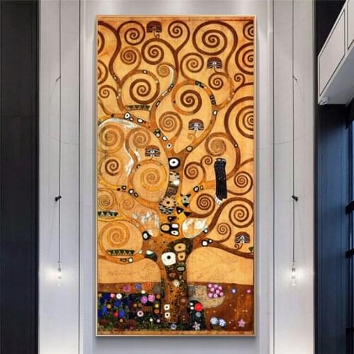 Gustav Klimt Kiss Life Tree Posters And Prints Wall Art Canvas Painting Picture For Living Room Hallway Home Decor Free Shipping