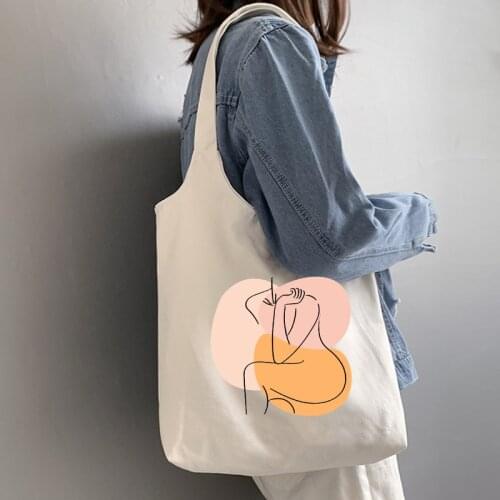 Girl Print Canvas Shopping Tote Bag Gift for Ladies Reusable Shopper Bag Women Art Fashion Bags Female Eco Friendly Cloth Bag