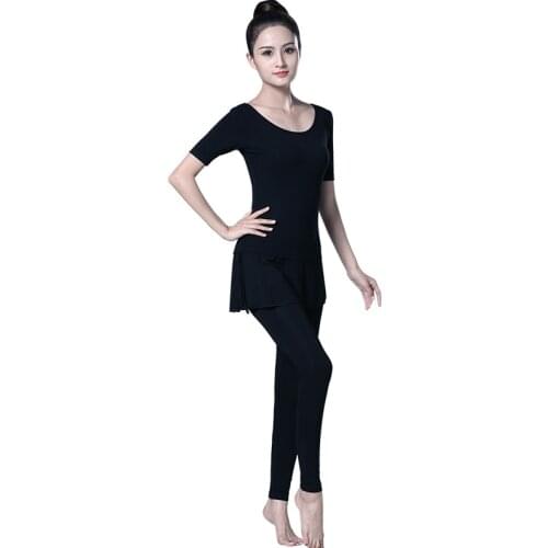 Short Sleeve Latin Dance Tops+pants Suit Practice Clothes Drawstring Female Modern Dance Ballroom Tango Cha Cha Rumba Costumes