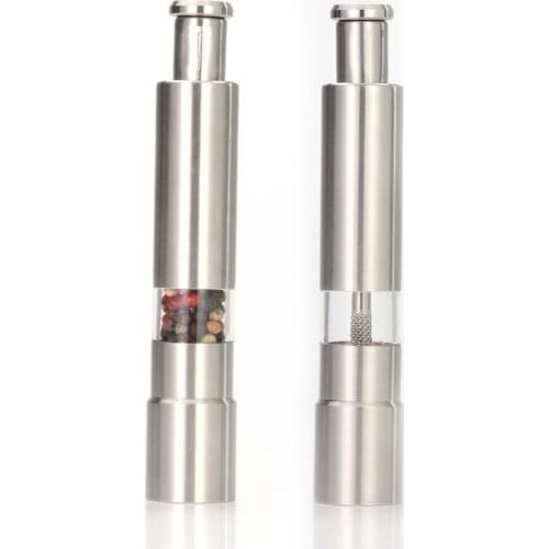Salt and Pepper Grinder Set or Singles, Original Pump and Grind Cooking Gadgets, Solid Stainless,Kitchen Tools
