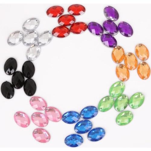 Multicolor 50pcs 10x14/13x18mm Flatback Rhinestones Oval Acrylic Beads Garment Supplies For DIY Craft Scrapbook Decoration