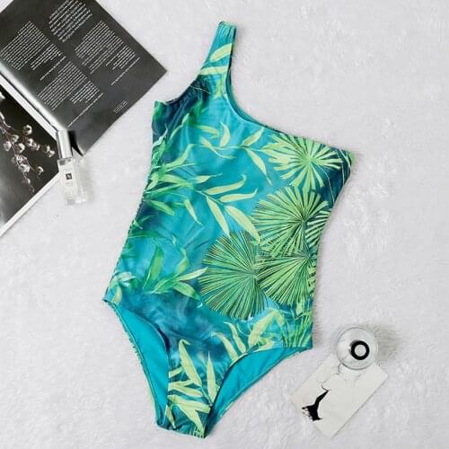 Print Fashion Women One Piece Swimwear Beachwear One shoulder Swimsuit Sexy Bathing Suits Swimsuits