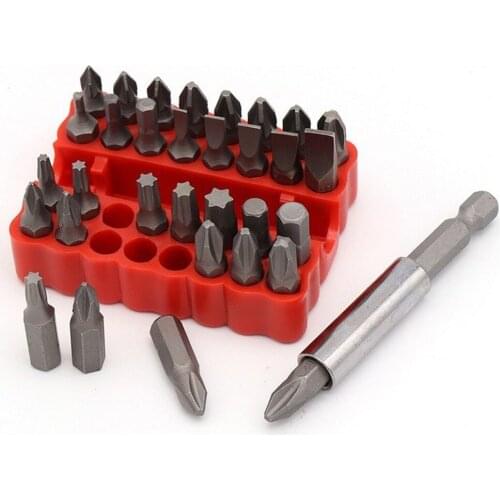 33pcs Security Bit Set with Magnetic Extension Bit Holder Tamper Proof Torq Torx Hex Star Screwdriver Bits Set