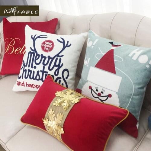 New Year pillowcase Santa Claus pillowcase embroidered decorative pillows snow pillow cover gift yastik kilifi