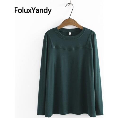 New Autumn Tops Plus Size Women Long Sleeve T-shirts Casual Loose O Neck Tops Tees 3XL 4XL KKFY5643