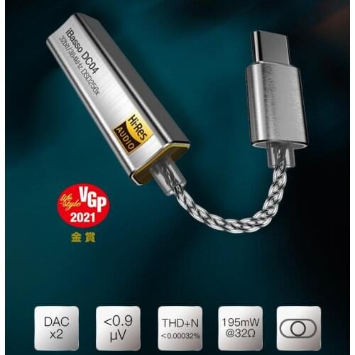 Original iBasso DC04 Type-C to 4.4mm Headphone Amplifier Adapter USB DAC for Android PC HiFi HiRes Cable Adapter