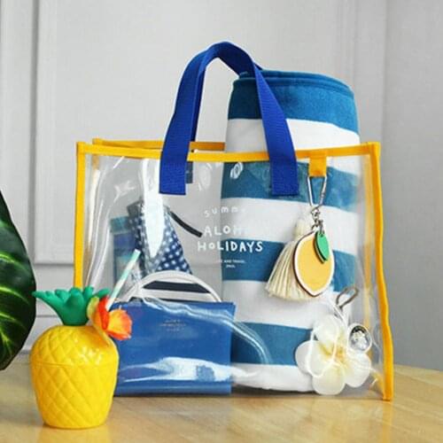 Beach Bag PVC Portable Transparent Storage Package Summer Waterproof Transparent Beach Bag Large-Capacity Shoulder Bag