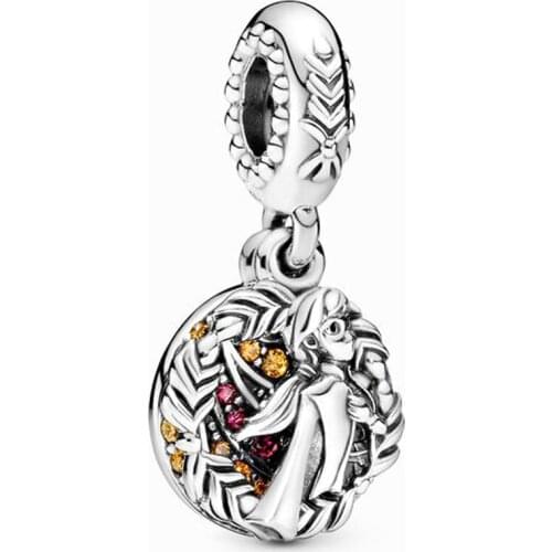 QANDOCCI 925 Sterling Silver Frozen Anna Dangle Charm Beads for Jewelry Fit Europe Bracelet Argent kralen