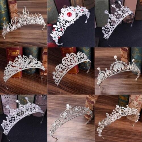 Luxury Elegant Crystal Pearl Bridal Crown Woman Tiaras Hair Jewelry Ornaments Hairwear Bride Headbands Wedding Hair Accessories