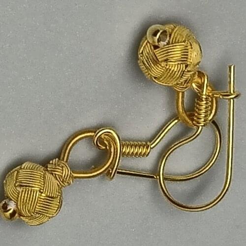 Trabzon Kazaz Earrings hand-knitted 1000 sterling silver 24 carat gold plated with the bead