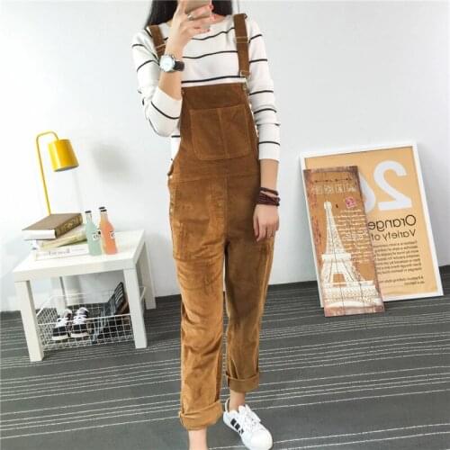 Spring and summer new wild comfortable corduroy feet casual bibs female, pure color wild thin casual pants female