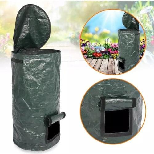 Collapsible Garden Yard Compost Bag with Lid Organic Ferment Waste Composter