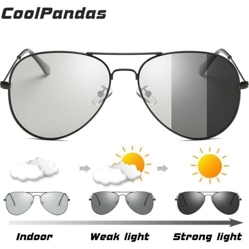 2019 Photochromic Chameleon Aviation Sunglasses Men Driving Polarized Sun Glasses Women Driver Safety Day Night Vision Glasses