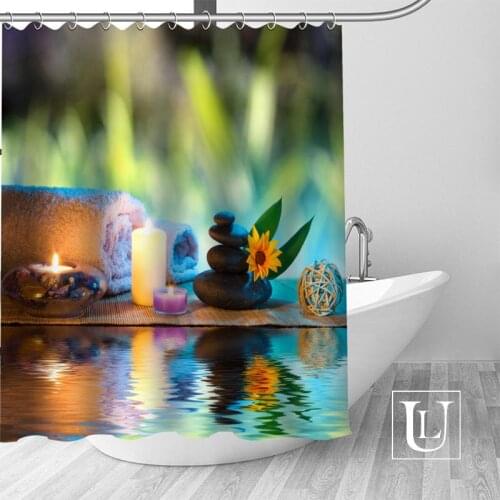Spa Stone Shower Curtains Custom Design Creative Shower Curtain Bathroom Waterproof Polyester Fabric