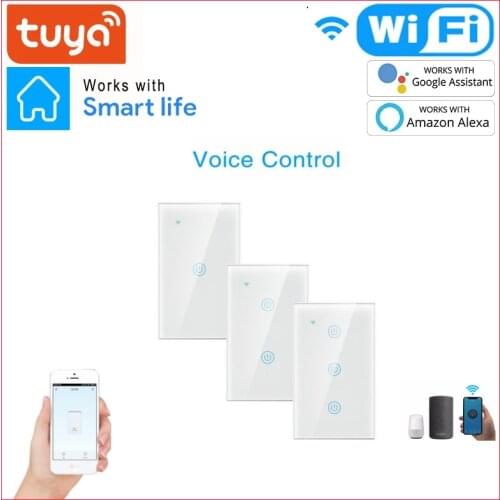 Wifi Smart Light Switch Screen Touch Panel Smart Voice Control Wireless Wall Switches Remote With Alexa Google Home 1/2/3/4 Gang