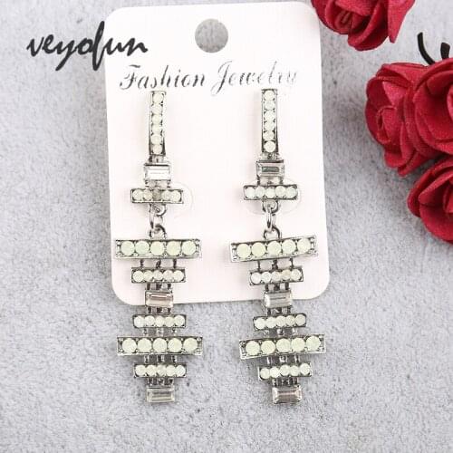 Veyofun Geometry Acrylic Rhinestone Drop Earrings Elegant Dangle Earrings Fashion Jewelry for Women 2020 New Gift