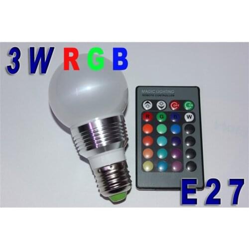 High qulity RGB LED Lamp 3W AC110/240V E27 led Bulb Light with Remote Control multiple colour led lighting Home Party decoration