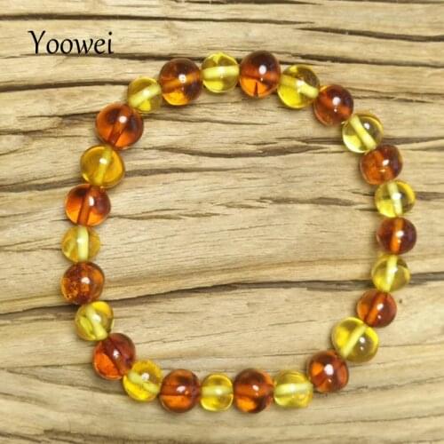 Yoowei 4 Colors Natural Amber Bracelet for Baby Adult Genuine Beads Original Irregular Amber Supplier Stretch Jewelry Wholesale