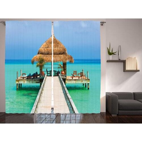 Beach Palm Trees Window Curtain Home Bedroom Decor Curtains for Living Room Christmas Living Room Curtains