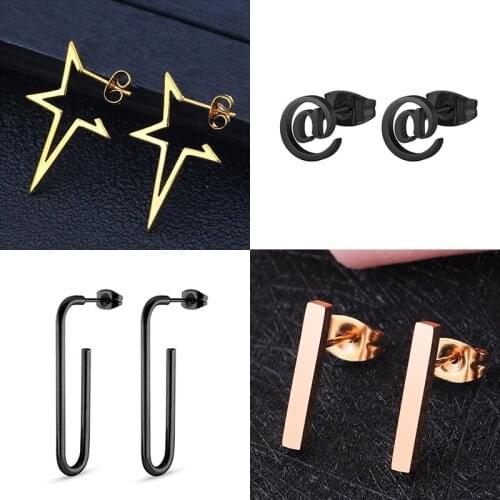 Oly2u Fashion Bohemian Vintage Earings Jewelry Cute T Bar Star Letter Stud Earrings Stainless Steel Jewelry Best Gift for Women
