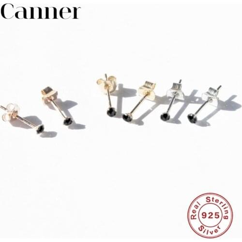 100% real 925 Sterling Silver Small Round CZ Zircon Stud Earrings For Women Luxury gold rose gold color Earring Fashion Jewelry