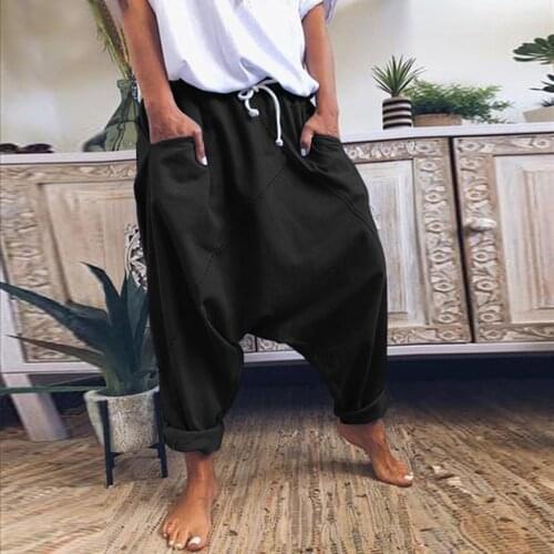 Women Harem Pant 2020 Fashion Sweatpants Womens Casual Pockets Solid Cotton-Blend Vintage Casual Loose Pants Mujer De Moda