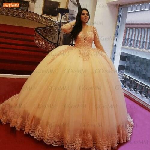 Arabic Long Sleeves Wedding Dresses 2021 O Neck robe de mariée Lace Appliqus Beaded Bridal Gowns Women Custom Made suknia slubna